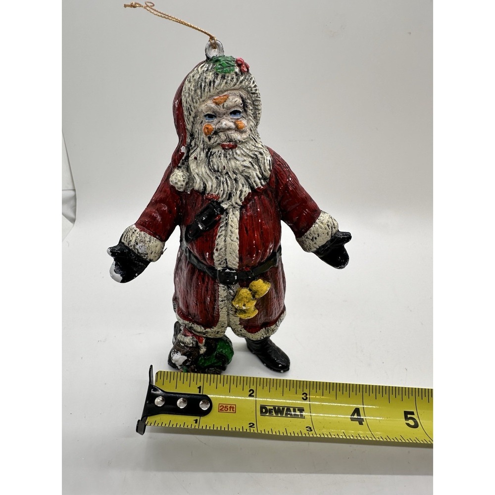Vintage Santa Claus Christmas‎ Ornament Hand Painted Plastic Figure ~ 5"